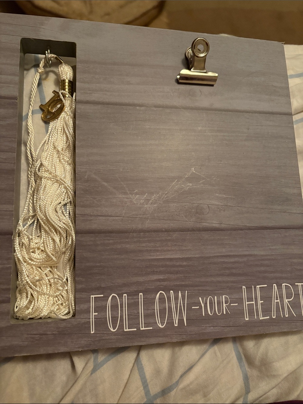 FOLLOW-YOUR-HEART Wood Wall Decor - Gray and Cream